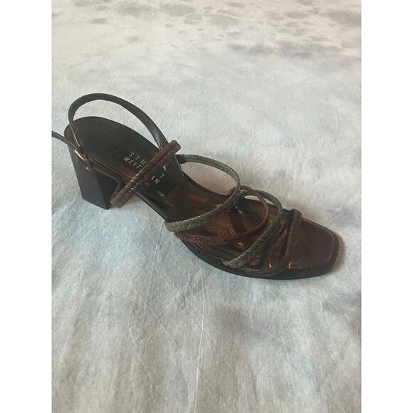 STUART WEITZMAN Strappy Block Heel Slingback Sandals Size 8 VACATION CASUAL - Picture 2 of 11